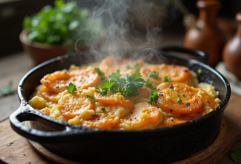 Deliciously baked kohlrabi kartoffeln auflauf, perfect for a hearty meal showcasing vegetable flavors.
