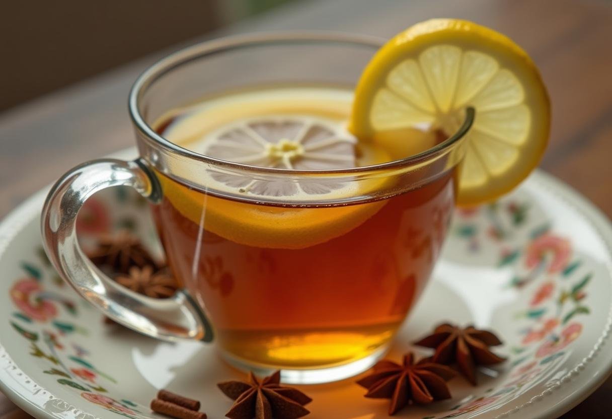 Frisch gebrühter Tee aus Fenchel, Kümmel und Anis, ideal für die Wirkung von Tee-Sorten.