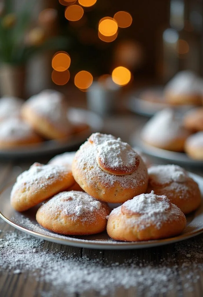 Finished Velvety Vanillekipferl with a snowy sugar coating, perfect for holiday gatherings.