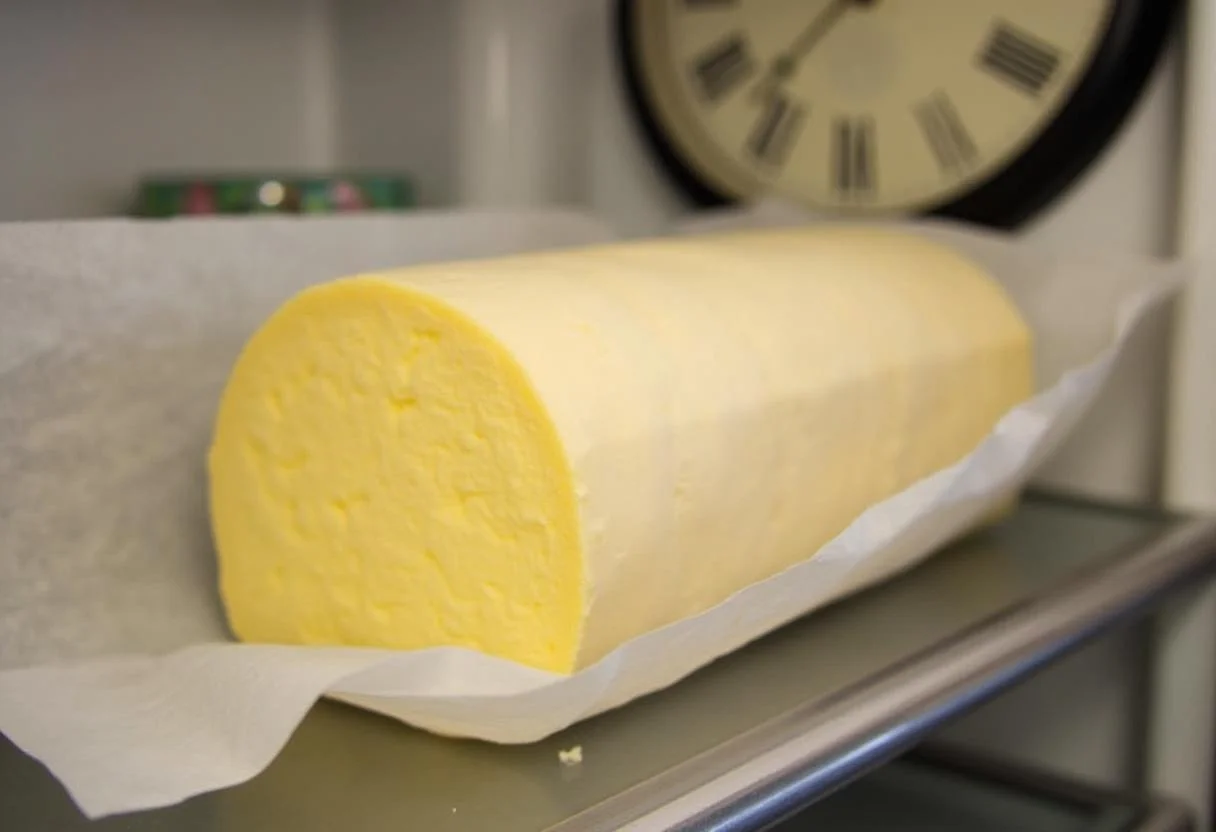 Café de Paris Butter Rolle wird im Kühlschrank gekühlt, um eine perfekte Konsistenz zu erreichen.