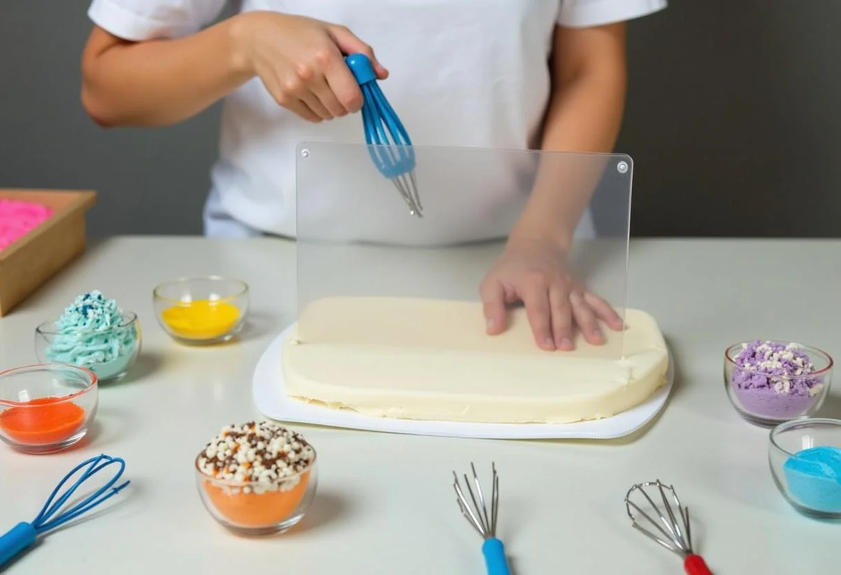 Anbringen des Glas Spritzschutzes in der Küche, ideal für Kuchen und Dekoration.