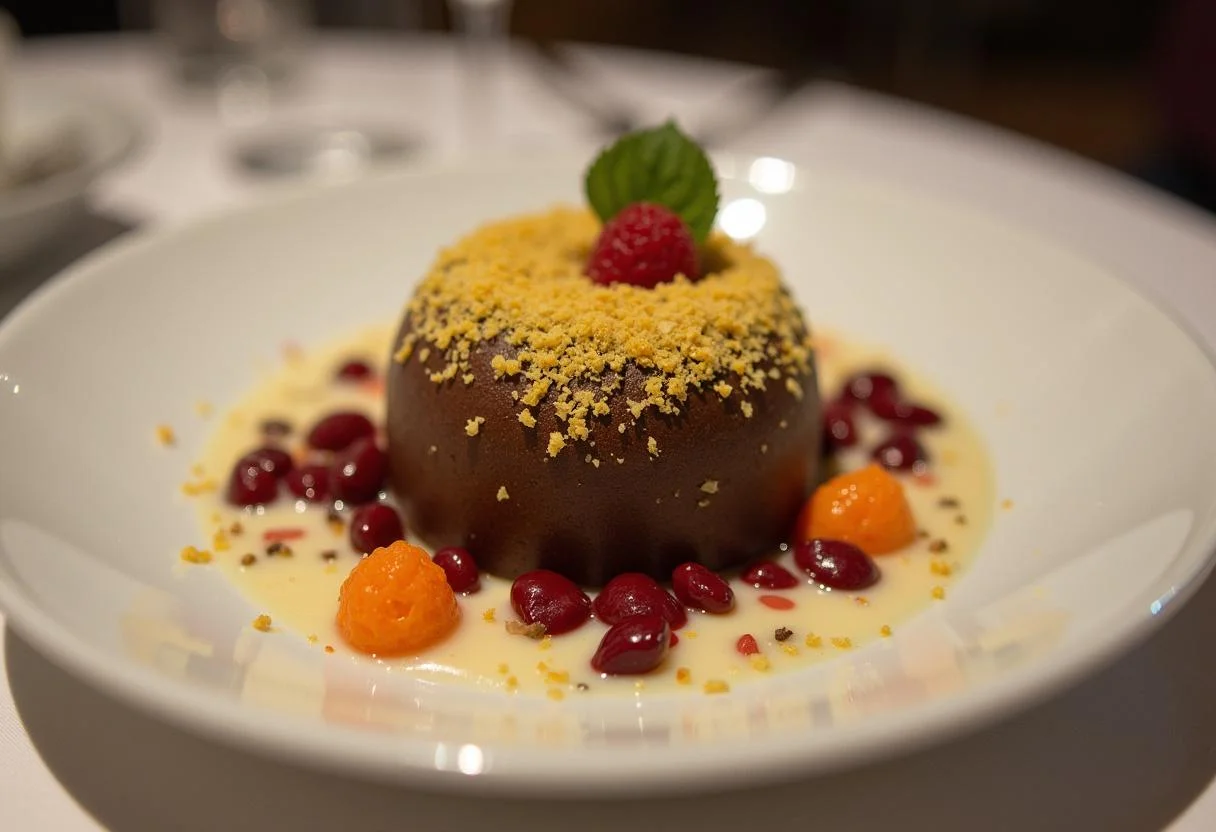 Fertige Dubai Schokolade Spezialität, kunstvoll präsentiert mit goldenen Flakes, perfekt für besondere Anlässe.