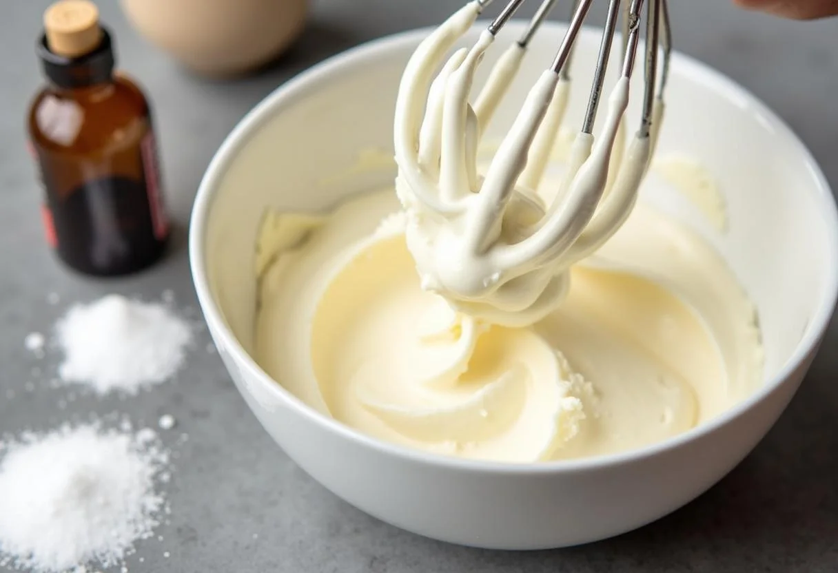 Mascarpone-Creme wird für das Trauben-Dessert geschlagen und verfeinert.