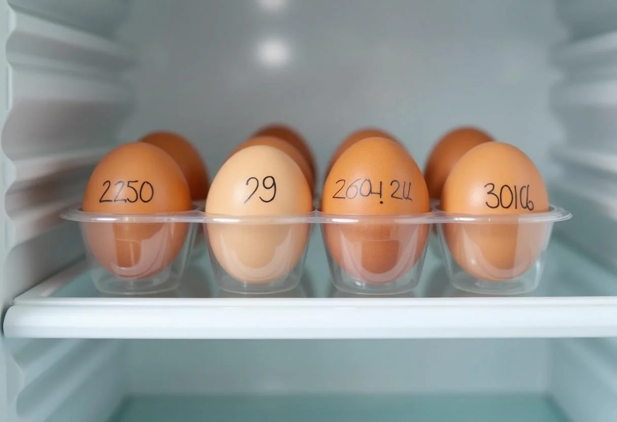 Frische Eier im Kühlschrank zur optimalen Lagerung.