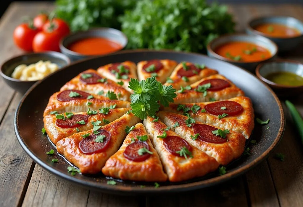 Delicious platter of Hertel Hähnchen grilled chicken with sides, perfect for any meal.
