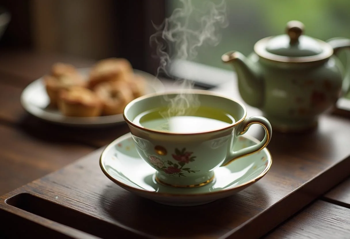 Fertiger Sencha grüner Tee in einer Tasse, perfekt für die Zubereitung von Tee Sencha.