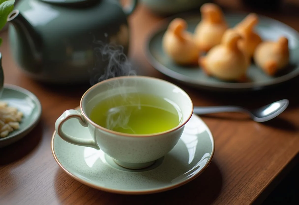 Fertiger Sencha grüner Tee in einer Tasse, perfekt für die Zubereitung von Tee Sencha.
