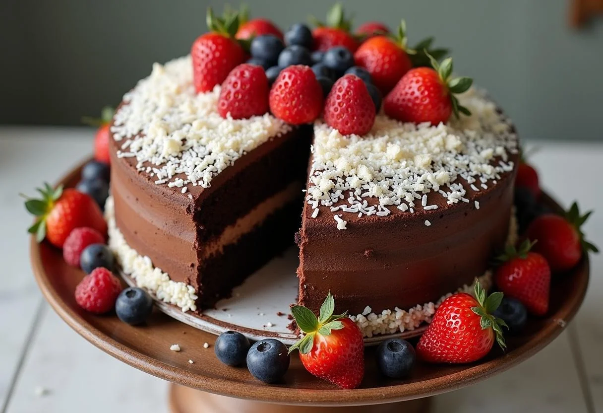 Vollendeter Klassischer Schokokuchen mit Kokos, ideal für jede Feier.