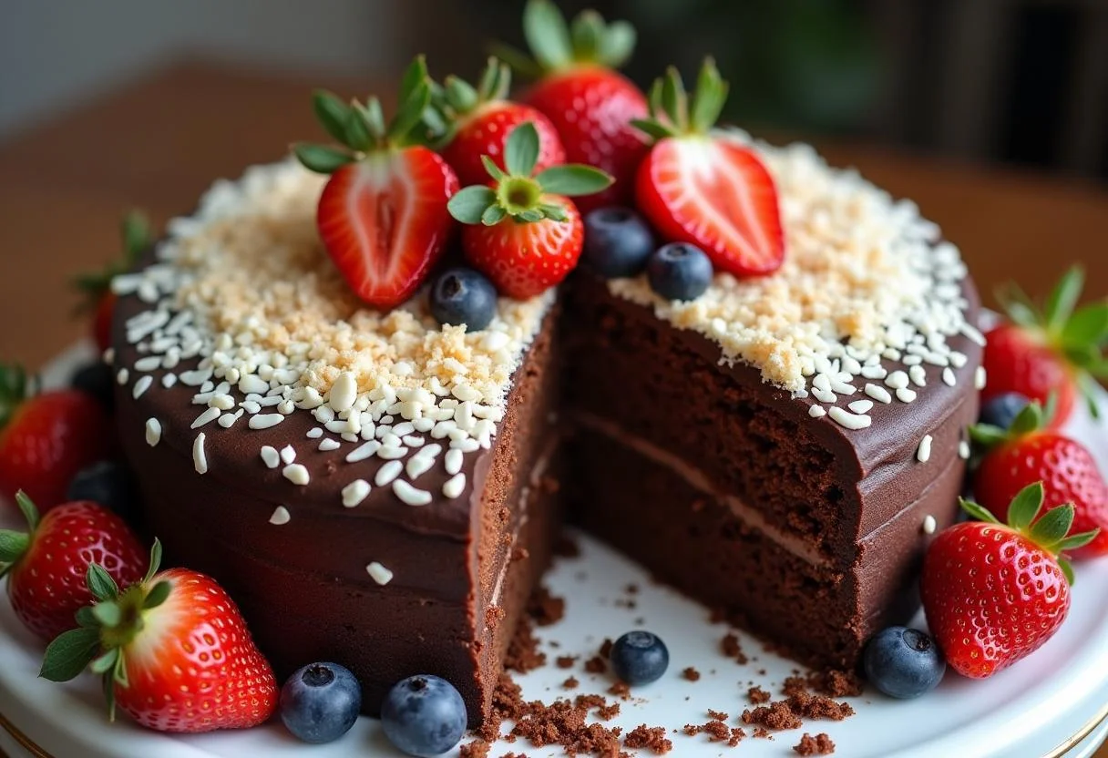 Vollendeter Klassischer Schokokuchen mit Kokos, ideal für jede Feier.