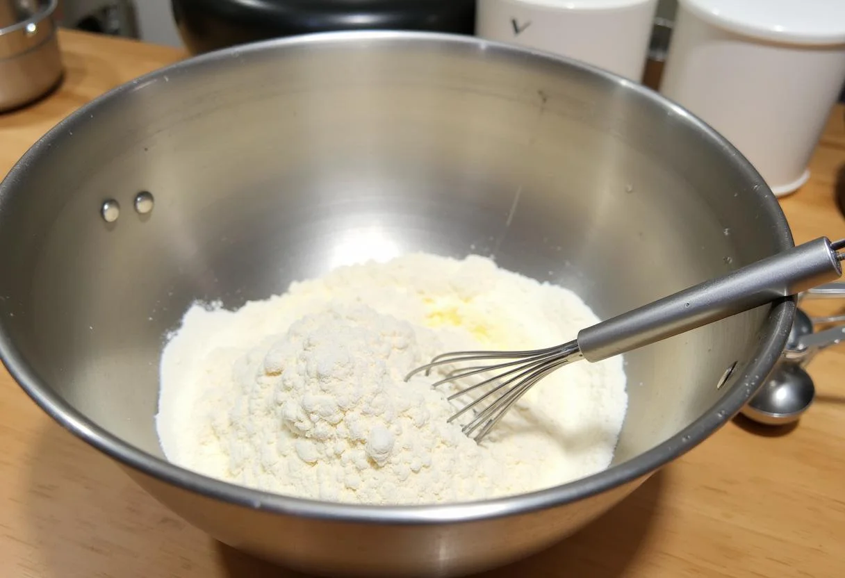 Zutaten für vanille kuchen rezept in einer Schüssel, bereit für die Zubereitung.