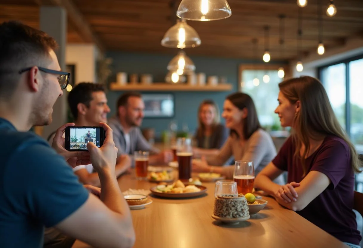 Gesellige Atmosphäre bei einer Kücheninsel, wo Familie und Freunde zusammenkommen in modernen Küchen.