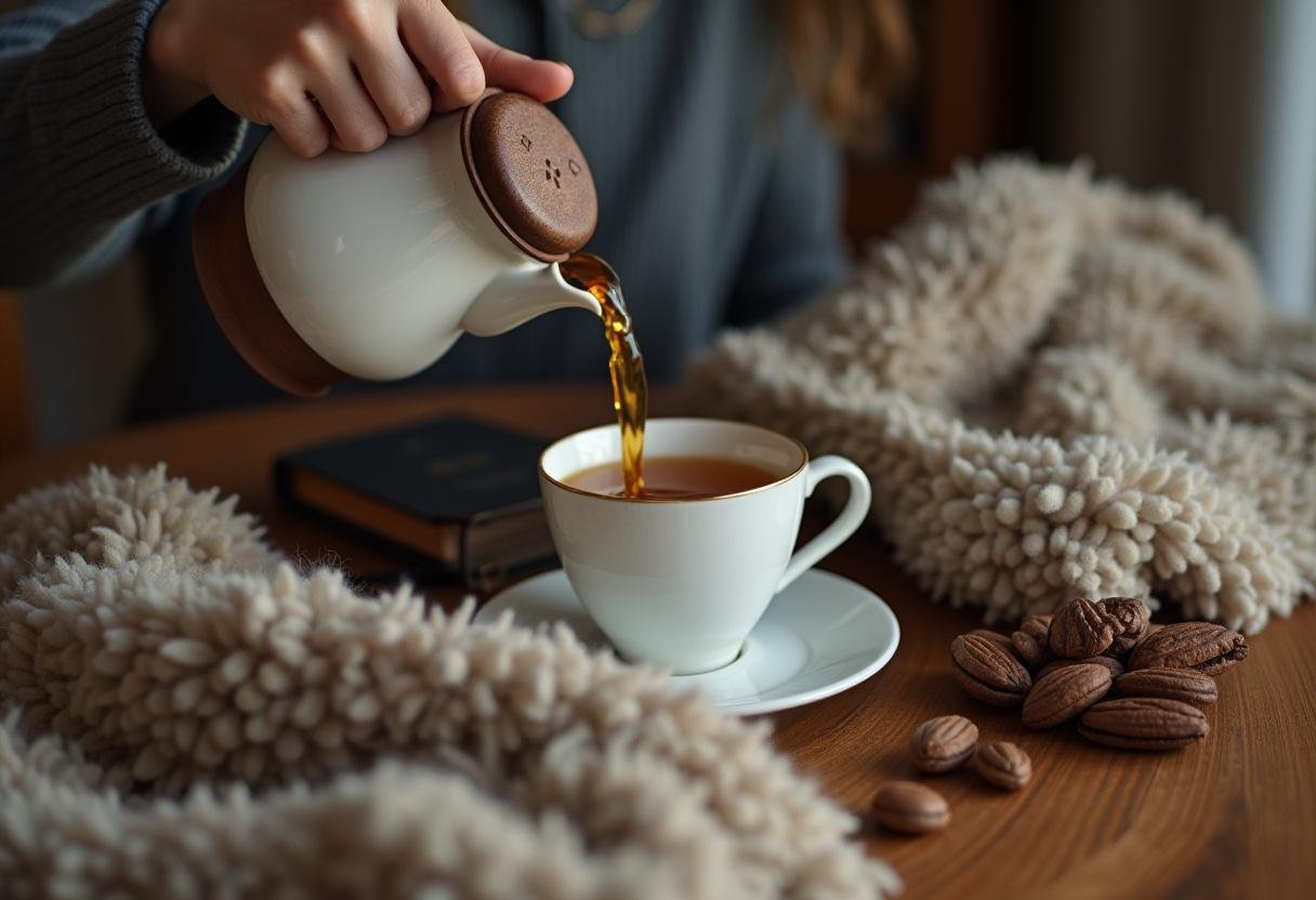 Kümmeltee wird in eine Tasse gegossen für einen wohltuenden Teemoment.