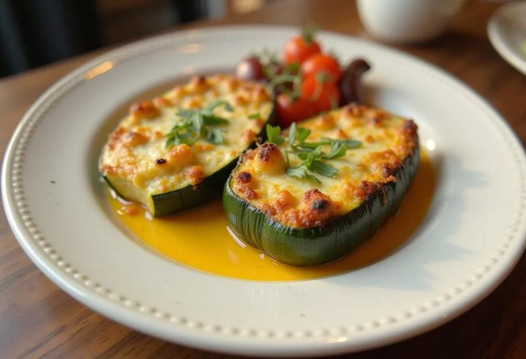 Delicious cheese-overloaded zucchini dish, perfect for a comforting meal.