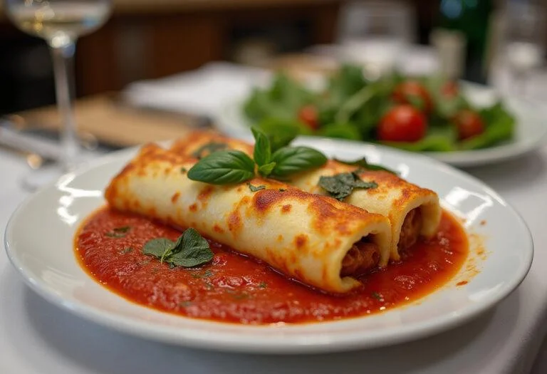 Finished cannelloni ricotta spinat dish, perfect for a delightful Italian meal.