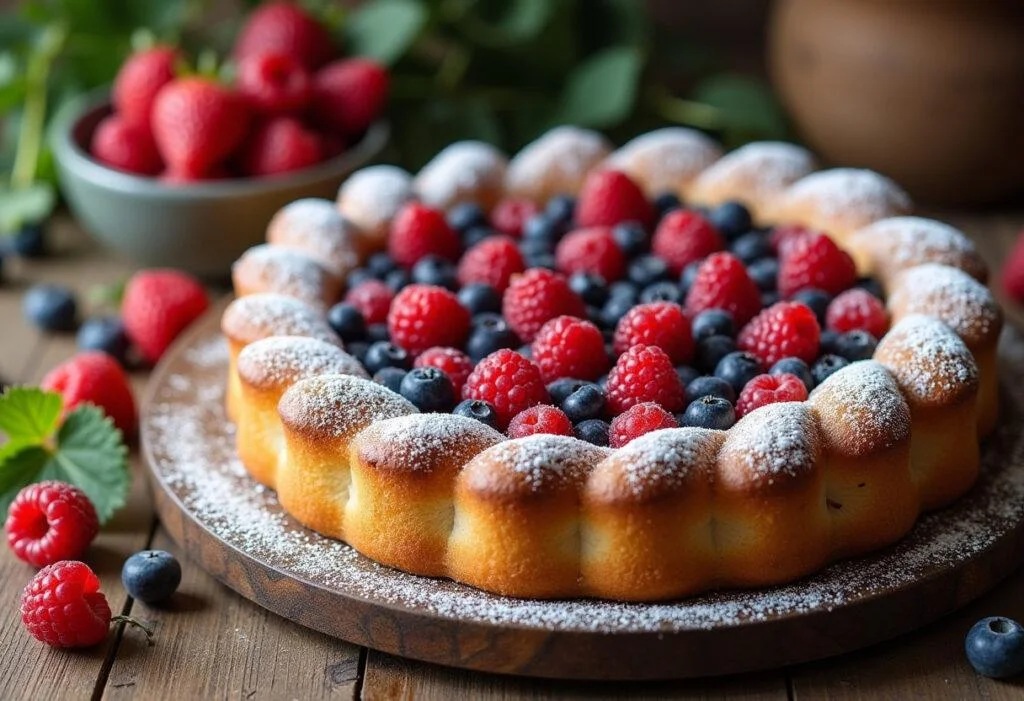 Fertiger Leichter Sommerkuchen mit Beeren, ideal für den Sommer.