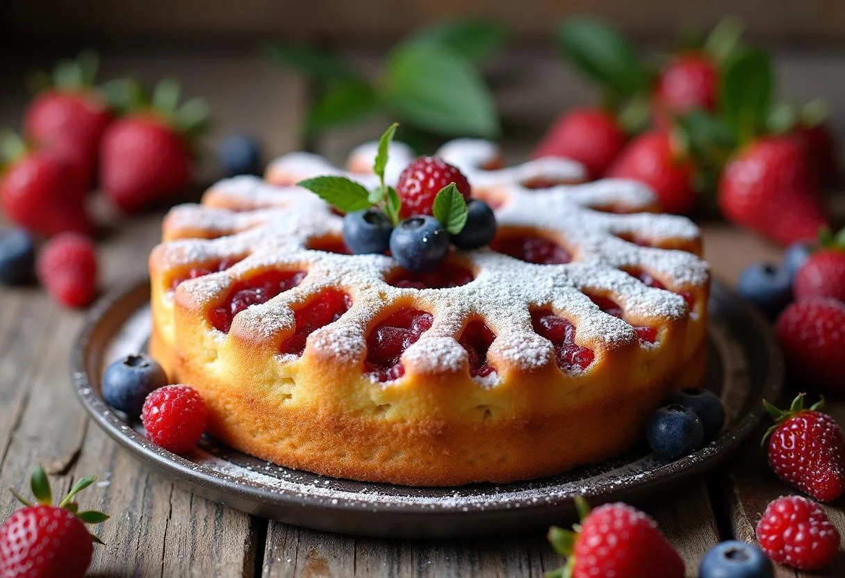 Fertiger Leichter Sommerkuchen mit Beeren, ideal für den Sommer.