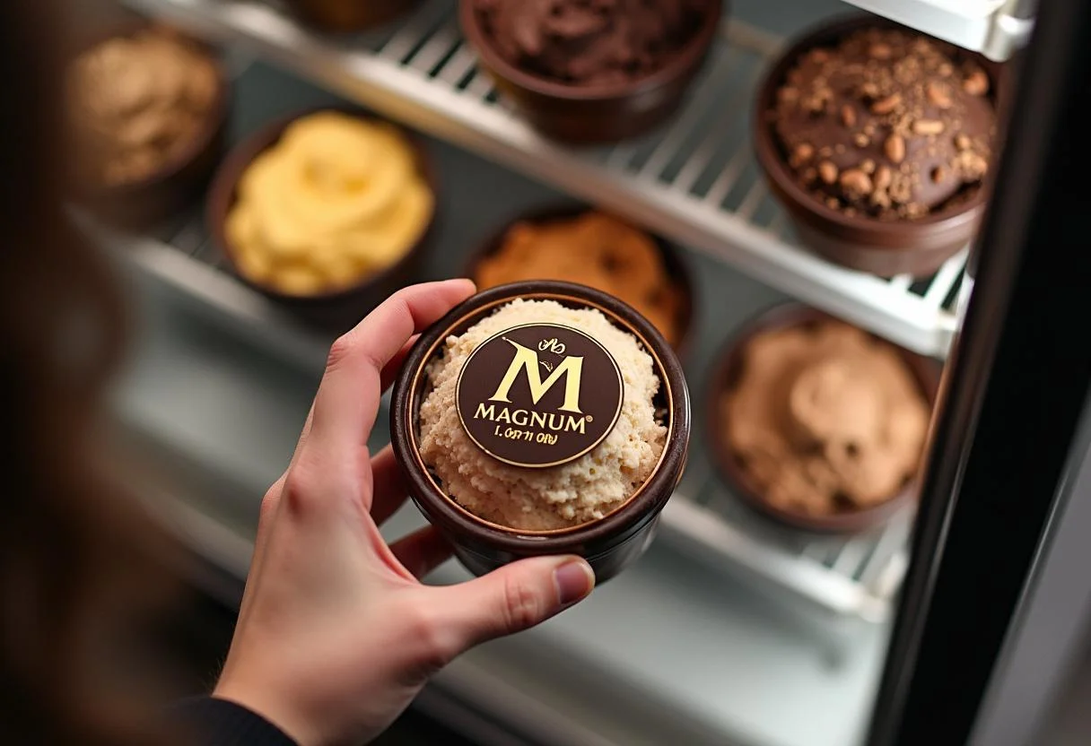 Auswahl von Magnum Eis Bechern in verschiedenen Sorten für Magnum Eis Angebot.