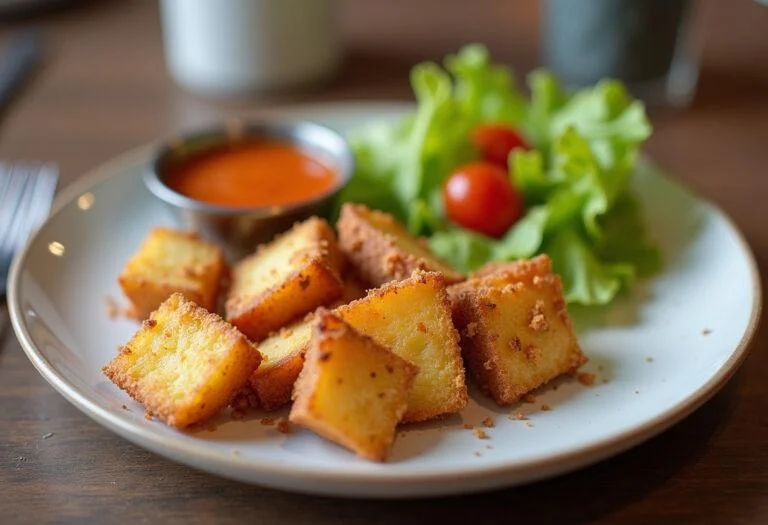 Servierte Bratkartoffeln aus gekochten Kartoffeln mit Beilage, ideal für jede Mahlzeit.