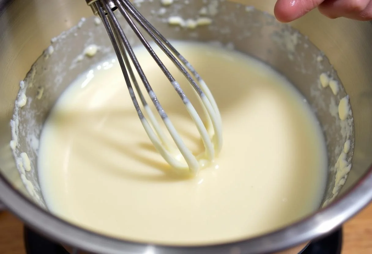 Cremige Ganache aus veganer weißer Schokolade und Kokoscreme für Kuchen oder Desserts.