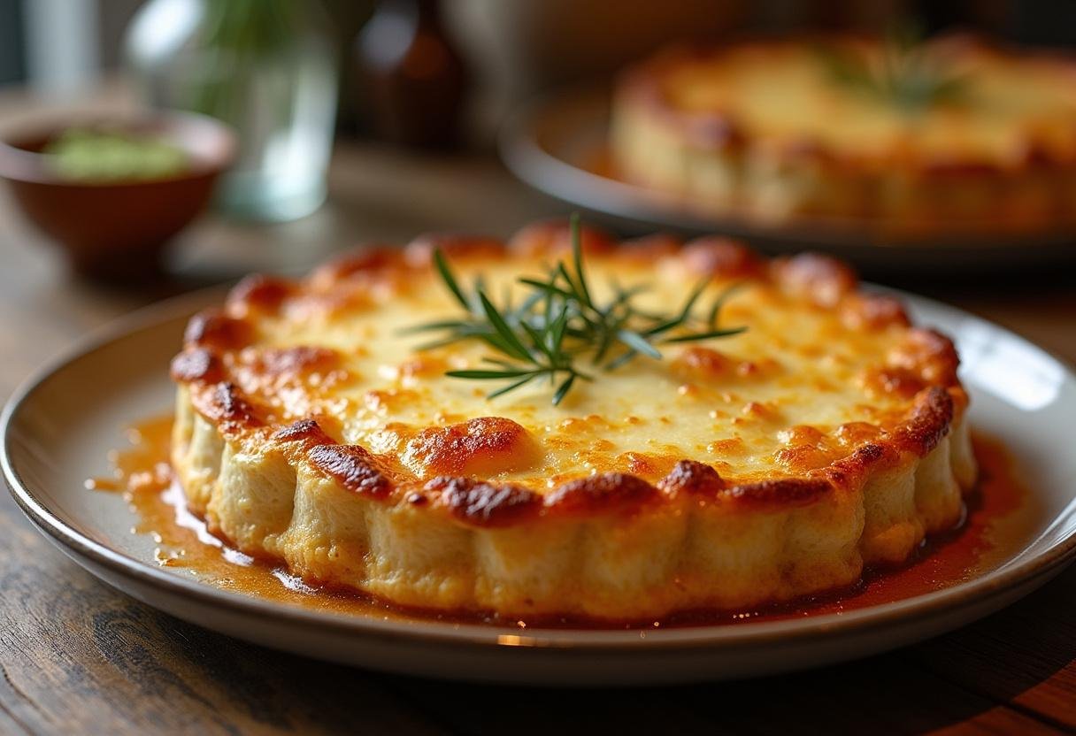 Fertiger Schneller Nudelauflauf mit Schinken und Käse, perfekt für eine köstliche Mahlzeit.