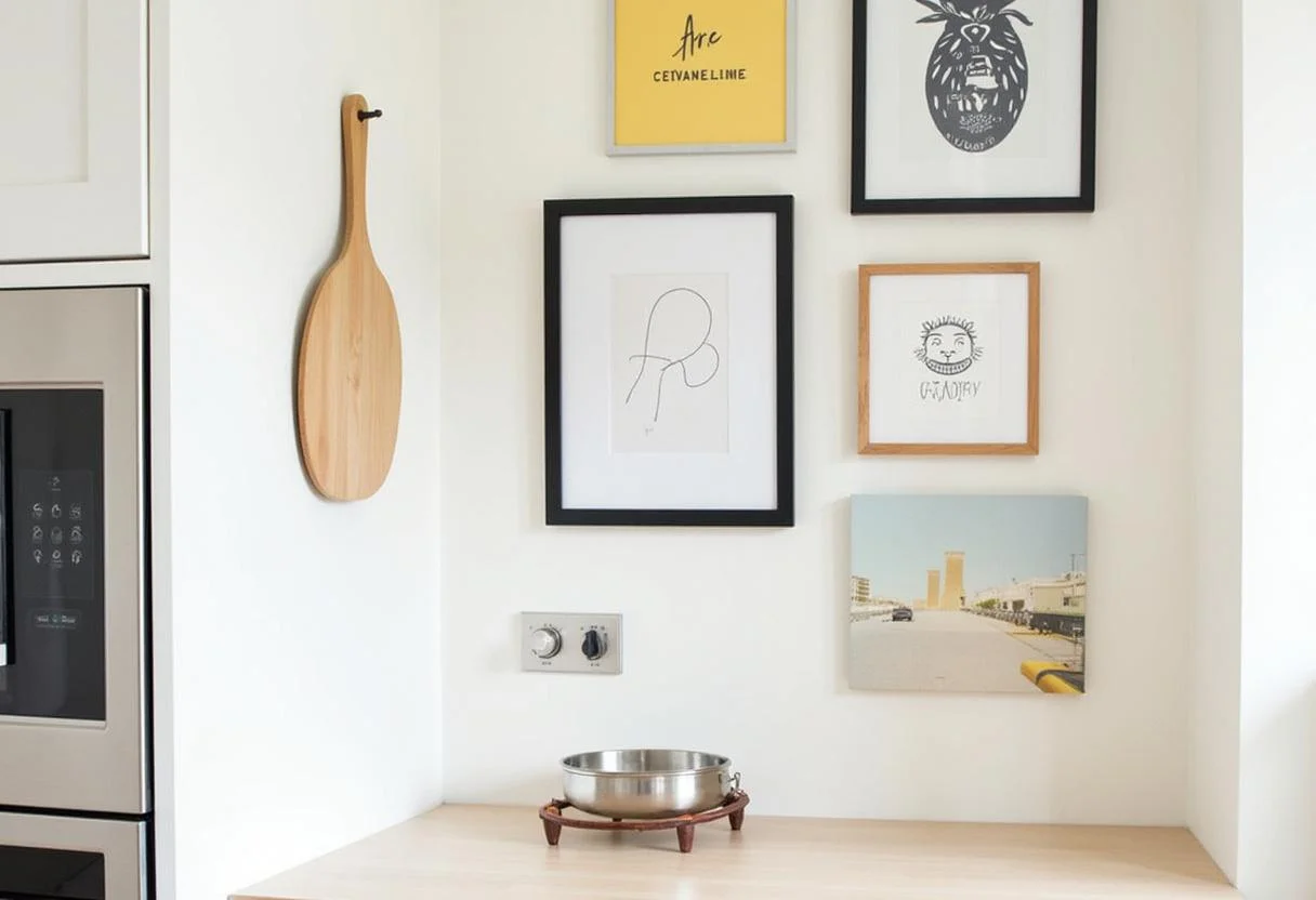 Moderne bilder für die Küche an einer Wand präsentiert, ideal für küchendekoration.