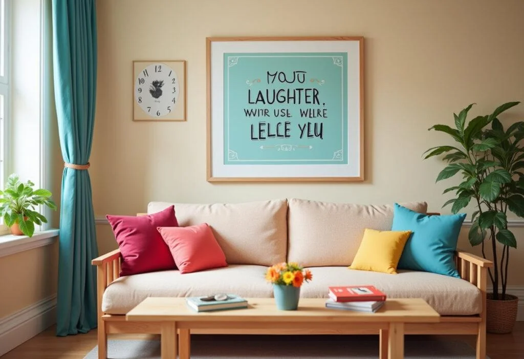 Fertige Inszenierung schöner Zitate über das Lachen in einer einladenden Umgebung.