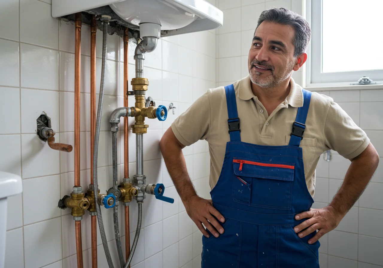 Finalized heating and plumbing installation showcasing Eisen Fischer quality in Limburg.
