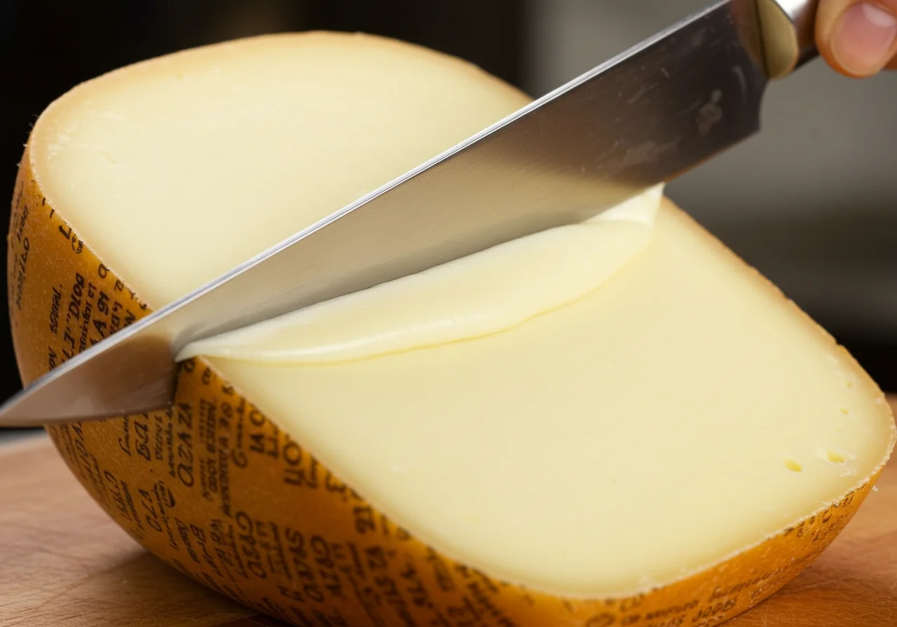 Slicing raclette cheese for party servings, raclette käse pro person for perfect gathering.
