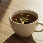 Fertige Tasse mit Blasen- und Nieren Tee, ideal für Entspannung und Wohlbefinden.