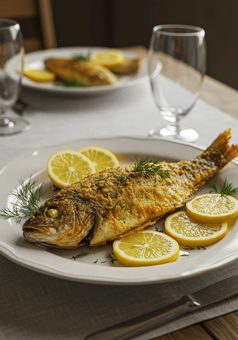 Fertiger zarter Fisch aus dem Backofen, serviert mit frischen Kräutern, ideal für ein köstliches Abendessen.