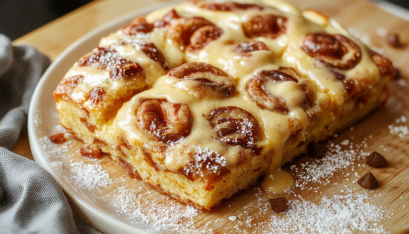 Ein frisch gebackener glutenafareier Pflaumenkuchen auf einem rustikalen Holzbrett. Die goldbraune Kruste ist leicht knusprig, mit saftigen violetten Pflaumen belegt. Der Kuchen ist mit Puderzucker bestäubt und wirkt einladend und appetitlich.