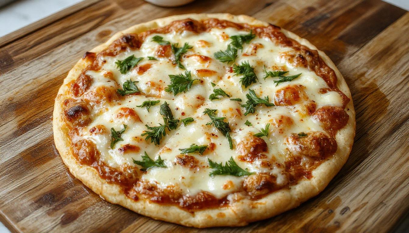 Blech mit goldbraunen, knusprigen Pizzastangen, die mit geschmolzenem Käse, Tomatensauce und Kräutern gefüllt sind, auf einem rustikalen Holztisch arrangiert.