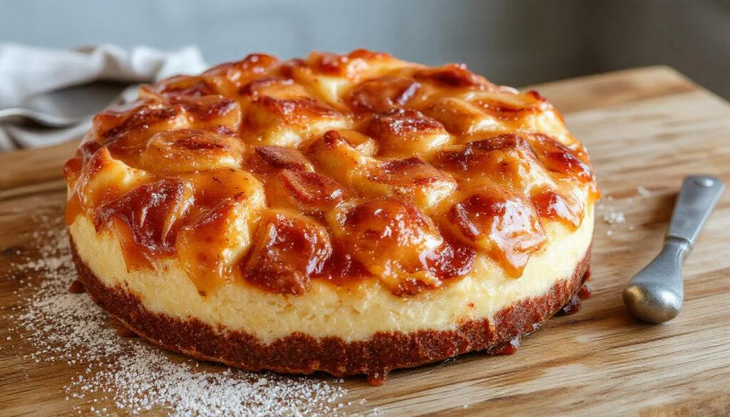 Ein saftiger Himmlischer Frau-Holle-Kuchen mit goldbraunem Biskuitboden, bedeckt mit einer fluffigen Schicht Vanillecreme und einer zarten Schokoladenglasur. Der Kuchen ist hübsch dekoriert mit kleinen Schokospänen und einer frischen Minzeblättchen an der Seite. Die Oberfläche ist glatt und glänzend, während die verschiedenen Schichten sichtbare Texturen und Farben aufweisen.