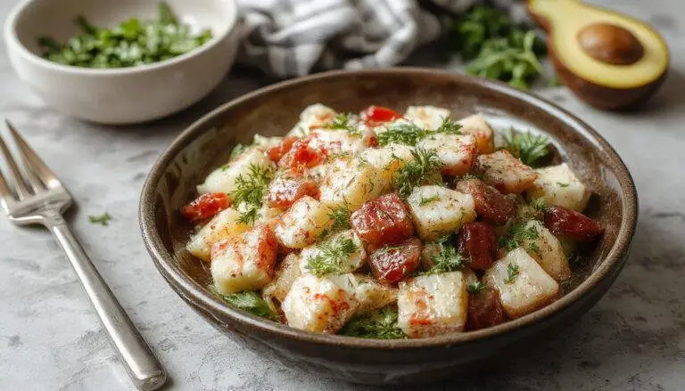 Ein frischer griechischer Bauernsalat auf einem weißen Teller, bestehend aus roter Tomate, grünem Gurke, roter Zwiebel, grünen Paprika, schwarzen Oliven und Feta-Käse, garniert mit getrockneten Oreganoblättern, alles liebevoll angerichtet mit einem Schuss Olivenöl und einem Zitronenschnitz als Dekoration