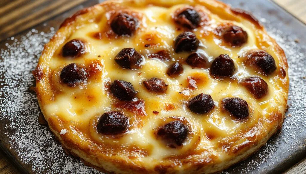 Eine sommerliche Beerentarte auf einem weißen Teller, verziert mit frischen Beeren wie Erdbeeren, Blaubeeren und Himbeeren, umgeben von Minzblättern. Der Teig ist goldgelb, und die Beerenschicht ist glänzend und saftig, mit einer leichten Puderzuckerbestäubung. Das Bild ist hell und einladend, mit natürlichem Licht, das die frischen Farben hervorhebt.