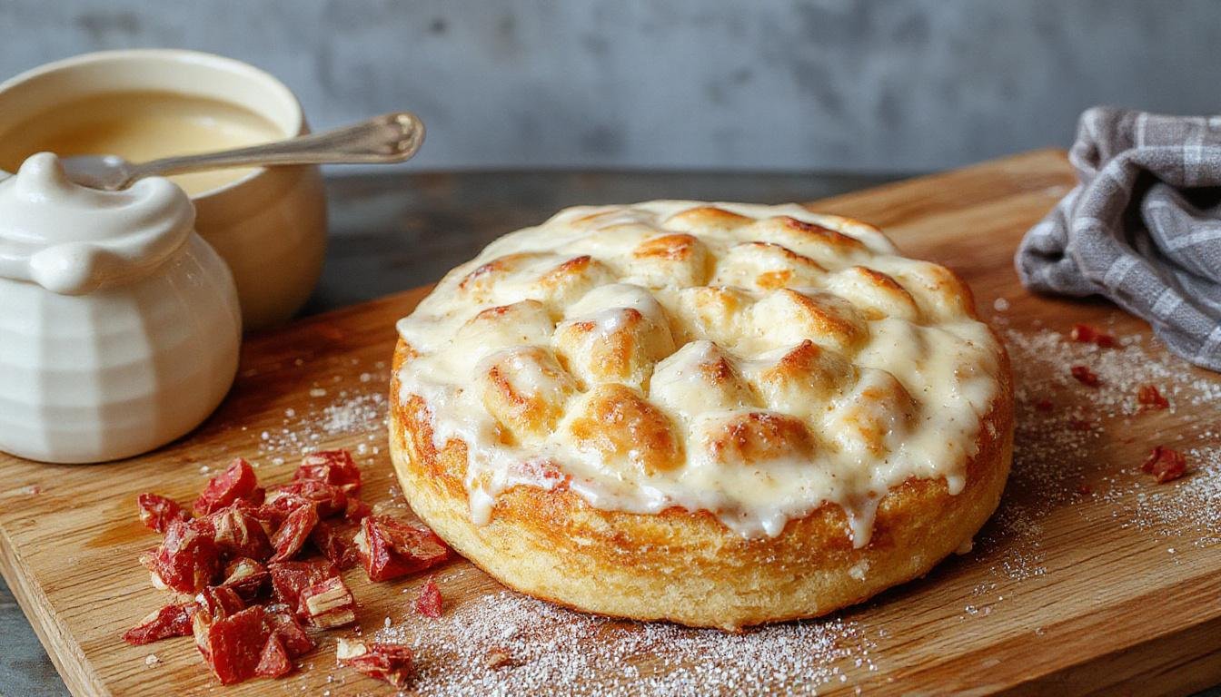 Ein süßer Zwetschgenkuchen auf einem weißen Teller, bedeckt mit saftigen, tiefvioletten Zwetschgen und einem goldbraunen Rührteigrand. Der Kuchen ist in Stücke geschnitten, zeigt die glatte Frucht-oberfläche und den luftigen Teig, serviert auf einem weißen Tisch mit frischen Zwetschgen im Hintergrund.