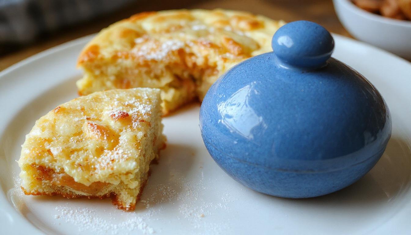 Ein cremiges Schweizer Zwetschgenwähe, goldbrauner Mürbeteigboden belegt mit tiefvioletten Zwetschgen, bestäubt mit Puderzucker, auf einem rustikalen Holzbrett präsentiert.
