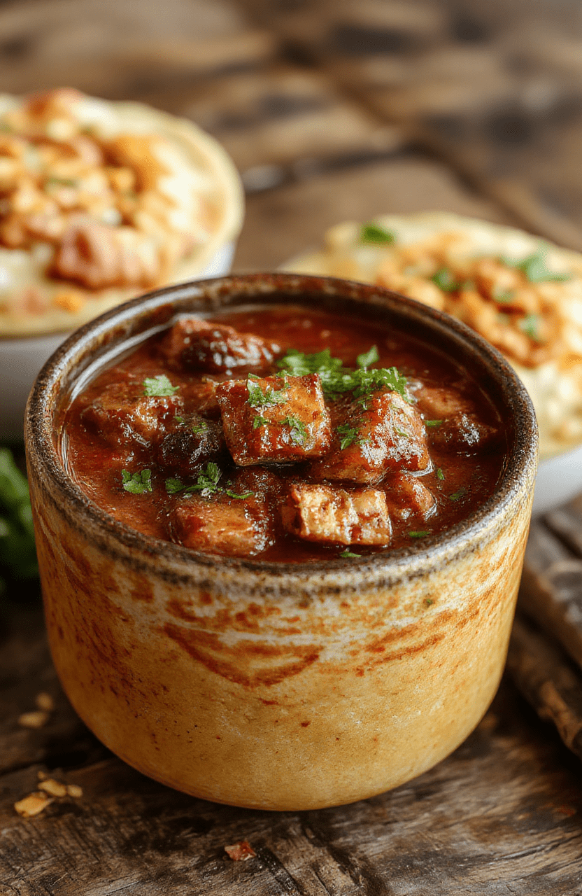 A vibrant bowl of Mexican Birria featuring tender, shredded beef stewed in rich, red chili broth, garnished with fresh cilantro, diced onions, and lime wedges, presented on a rustic wooden table with warm lighting emphasizing the textures and colors.