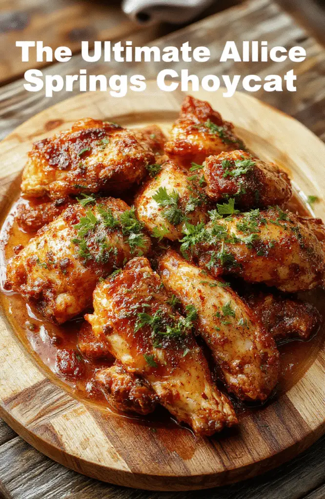 A close-up of a golden-brown baked chicken breast topped with melted cheese, crispy bacon bits, and a drizzle of tangy sauce, garnished with fresh herbs on a rustic wooden plate, with a vibrant background of mixed greens and cherry tomatoes, showcasing textures of creamy cheese, crispy bacon, and tender chicken.