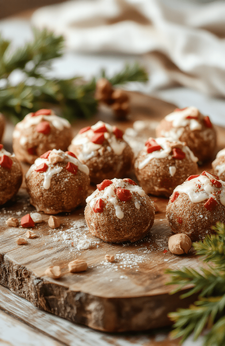 A vibrant Christmas tree-shaped plate of cake truffles coated in green chocolate, decorated with colorful sprinkles, festive red and gold accents, on a rustic wooden surface, with a blurred holiday background highlighting warmth and cheer