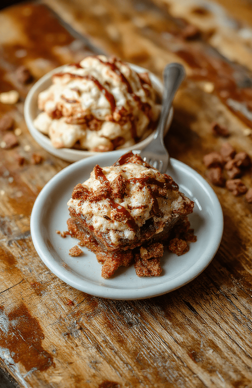 Vibrant plate featuring a golden-brown classic dessert with a glossy caramel glaze, garnished with fresh berries and mint leaves, styled on a rustic wooden table.