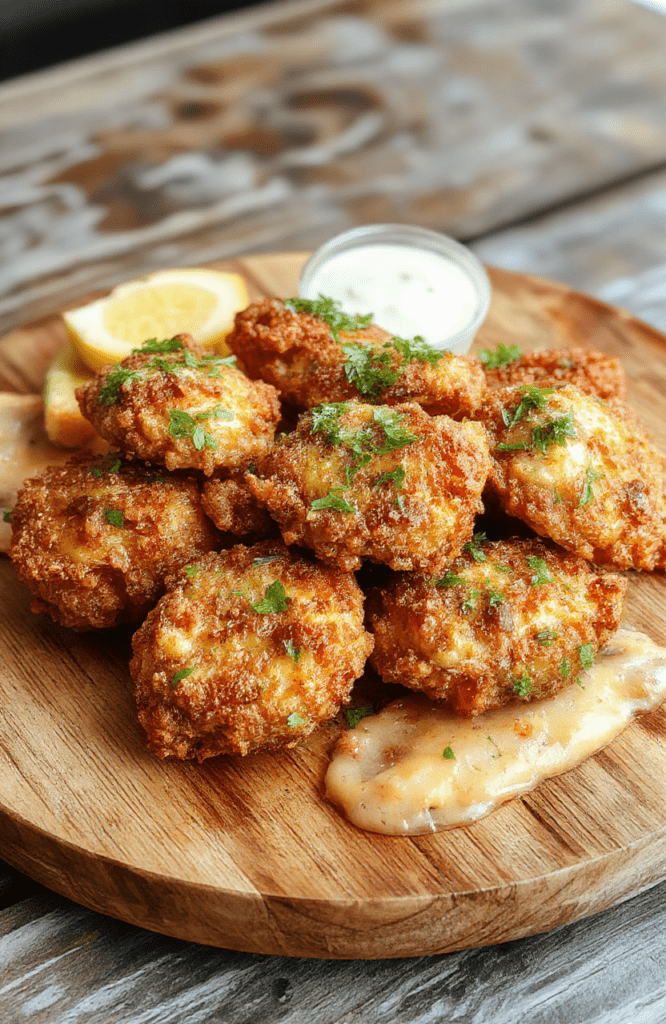 A crispy golden-brown pretzel-coated chicken breast sliced to reveal gooey melted cheese inside, served on a rustic wooden plate with scattered pretzel bits, fresh herbs, and a side of creamy dipping sauce, vibrant colors, glossy texture, inviting presentation, styled for a cozy weeknight dinner.