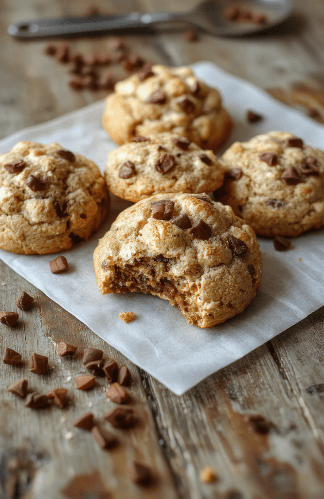 Golden-brown coffee cake cookies with a crumbly crumble topping arranged on a rustic plate, with a coffee mug in the background, textured surface, warm inviting colors, and a cozy ambiance.