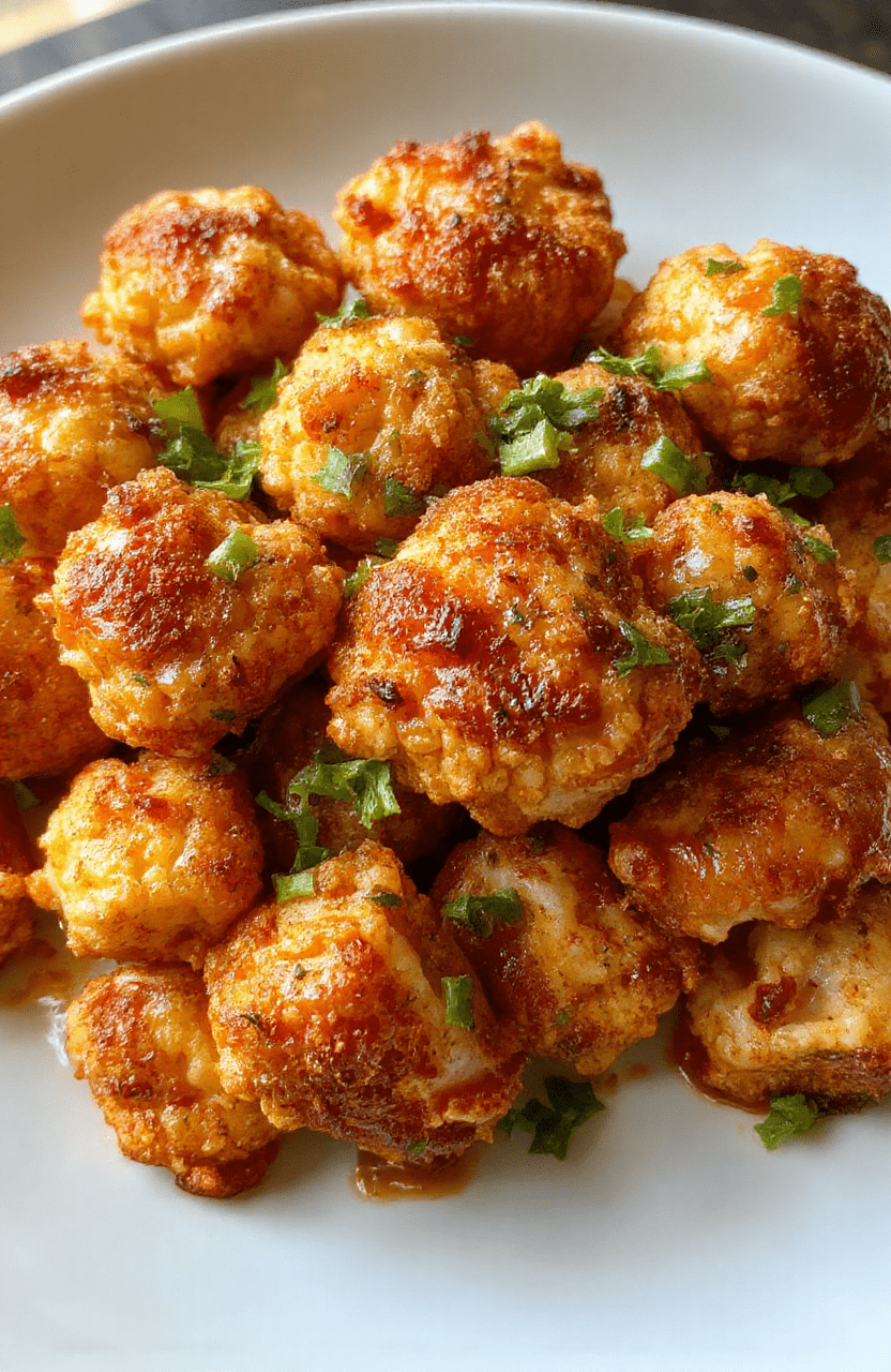 A vibrant plate of crispy buffalo cauliflower florets with a golden-brown coating, drizzled with a spicy red buffalo sauce, garnished with fresh parsley, served on a white ceramic platter with a side of creamy dipping sauce, textured textures and bold colors creating an appetizing presentation