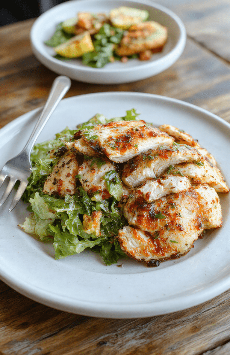 A vibrant bowl of creamy chicken salad featuring shredded chicken, chopped celery, and mayonnaise, garnished with fresh herbs on a rustic white plate, surrounded by colorful vegetables and crispy bread slices, styled beautifully with natural lighting highlighting textures and colors.