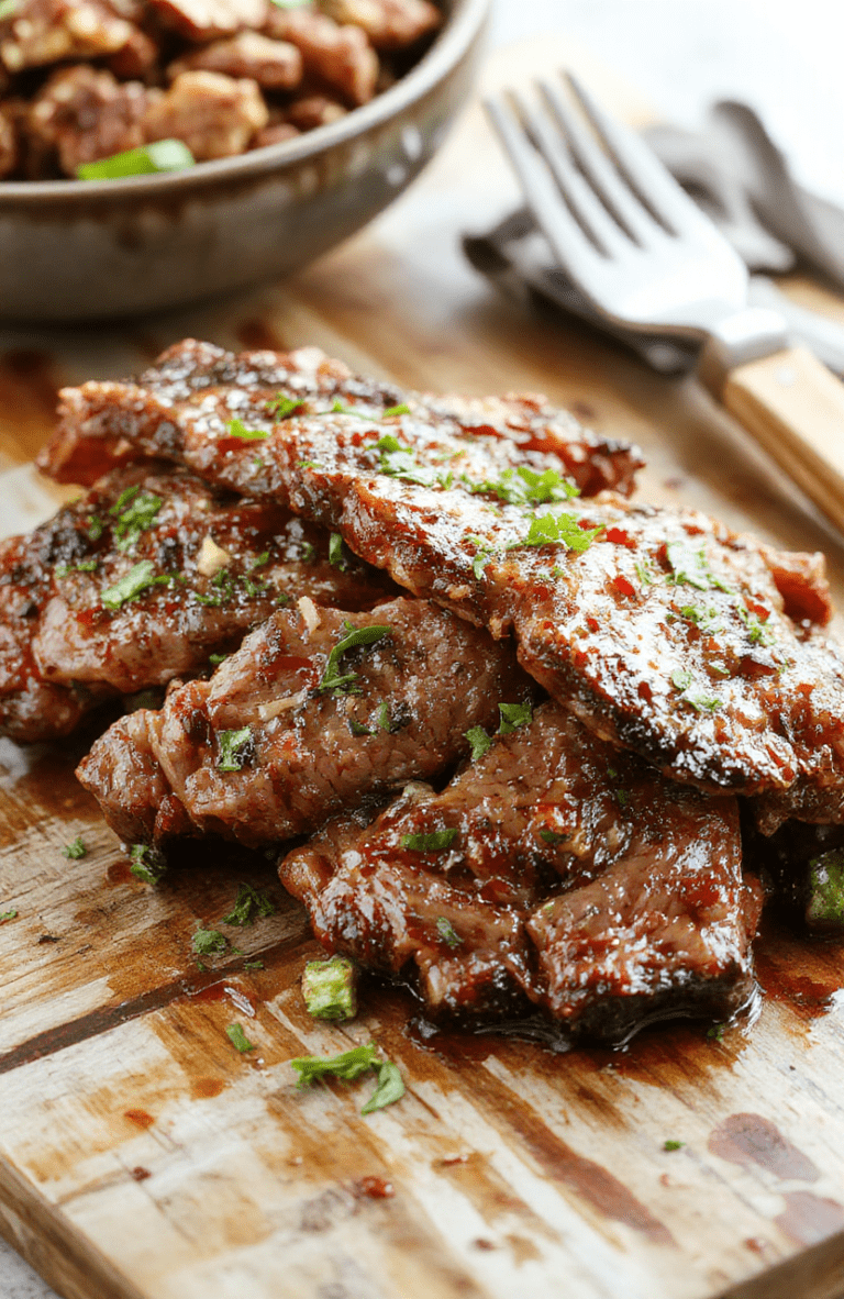 Colorful pepper steak simmering in a rich gravy within a slow cooker, garnished with fresh green herbs, served on a rustic plate with side vegetables, vibrant red and green peppers contrast with tender beef, styled simply with a natural, inviting backdrop.