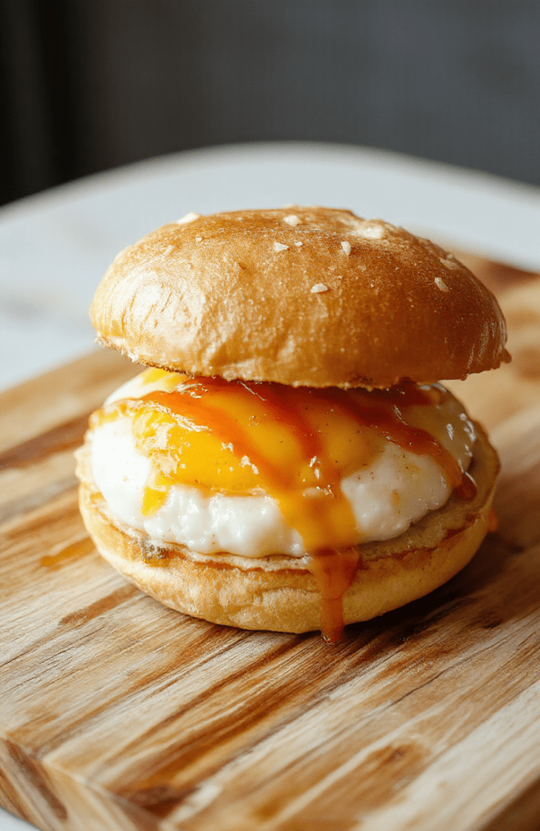 A golden-brown, soft milk bread sandwich filled with creamy, pale yellow Japanese-style egg salad, slightly overflowing at the edges, with a dusting of sesame seeds on top, placed on a light wood cutting board with fresh dill sprigs and a halved cherry tomato beside it.