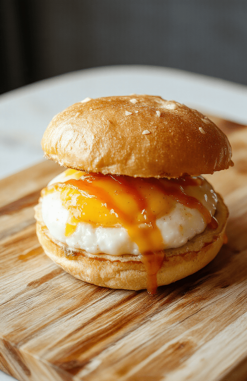 A golden-brown, soft milk bread sandwich filled with creamy, pale yellow Japanese-style egg salad, slightly overflowing at the edges, with a dusting of sesame seeds on top, placed on a light wood cutting board with fresh dill sprigs and a halved cherry tomato beside it.