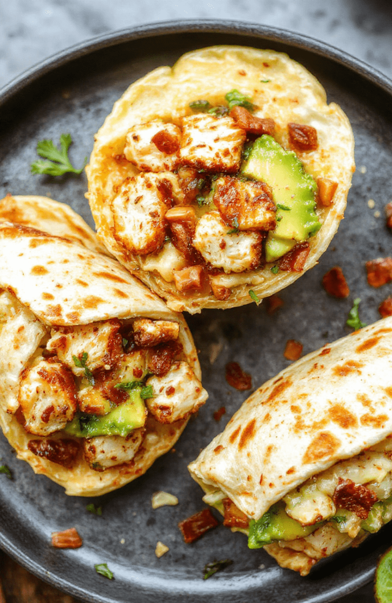 Fresh chicken breast slices wrapped in a whole wheat tortilla with creamy avocado slices, cherry tomatoes, crisp lettuce, and a drizzle of lime crema, served on a light wood表面 plate with natural sunlight and soft shadows.