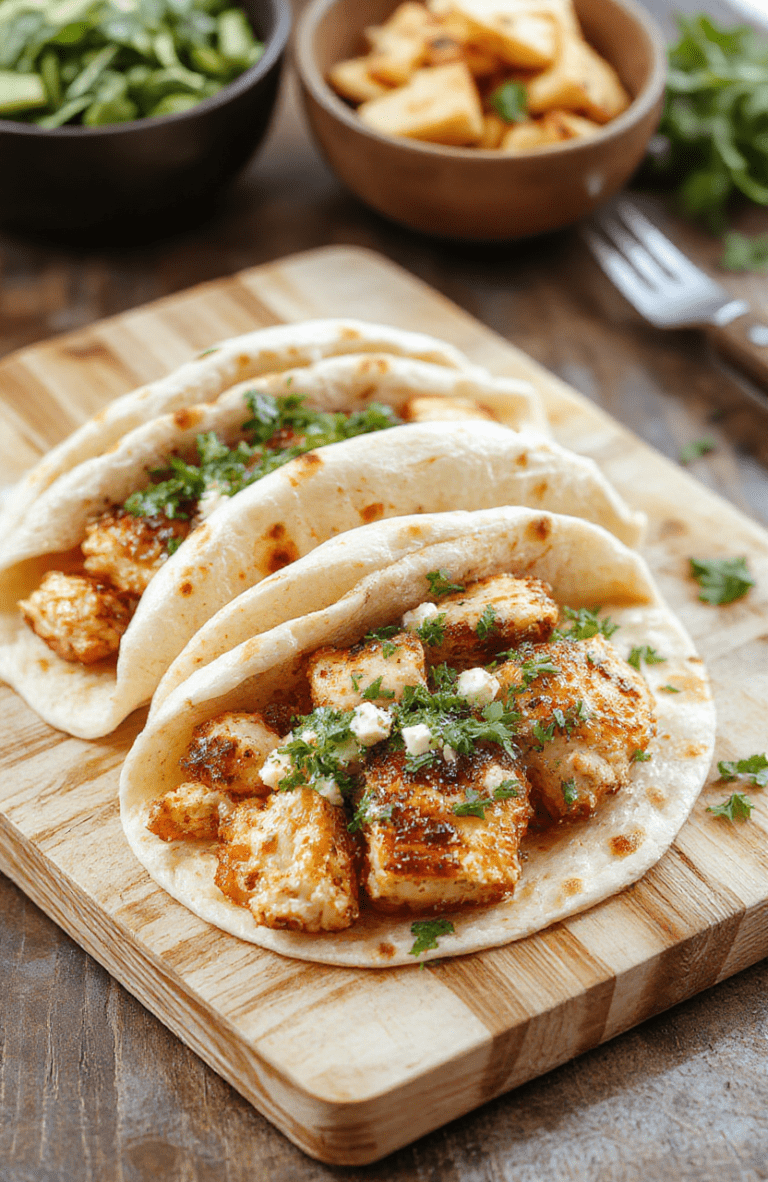A close-up of tender shredded Greek chicken in warm pita pockets, topped with crumbled feta, diced cucumber, tomatoes, and red onion, finished with lemony yogurt sauce and a drizzle of olive oil; bright, Mediterranean styling with fresh herbs and lemon wedges.